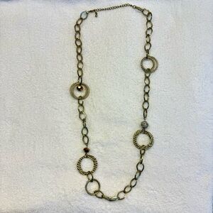 Chico’s Gold Chain Link Necklace with Circular Accents
